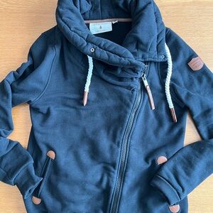Wanakome Navy Hoodie with Tan Trim